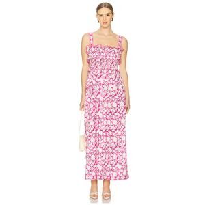 Saylor Denise Tiered Pink Floral Maxi Womens Dress Small